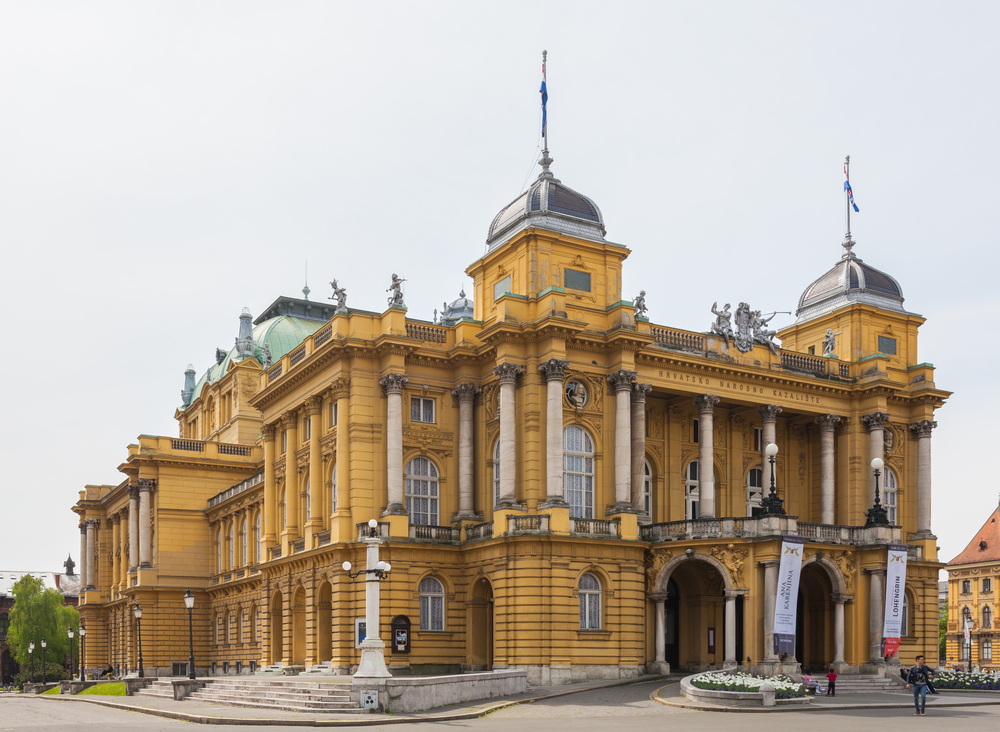 Construction starts on the National Theatre building in Zagreb.