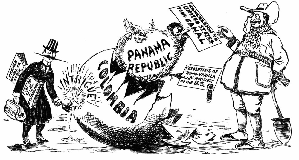 Panama's separation from Colombia with U.S. backing, influencing the construction of the Panama Canal.