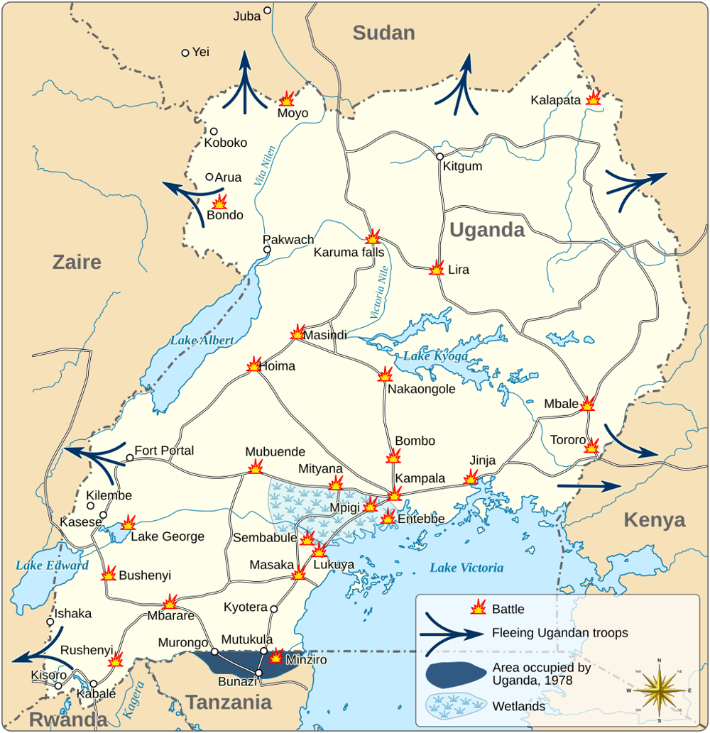 Troops cross border between Tanzania and Uganda.