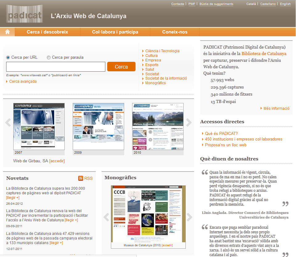 Launch of Digital Heritage Archive in Catalonia.