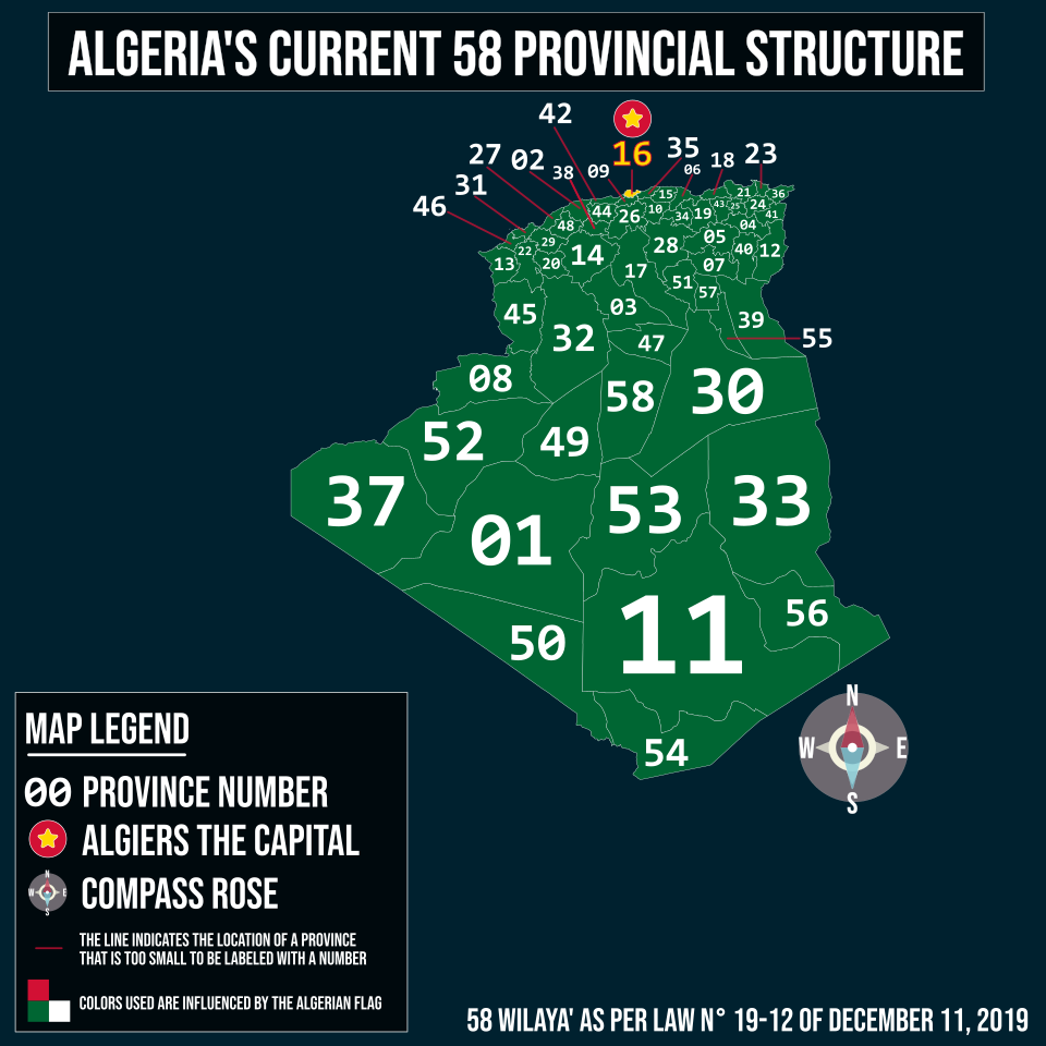 Algeria Approves Creation of 11 New Provinces (Wilayas)