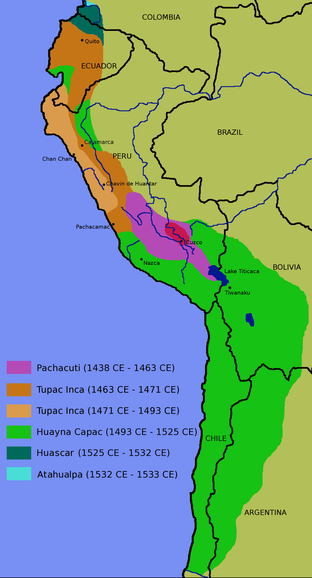 Tupac Inca Yupanqui's expansion of empire into the region under focus.