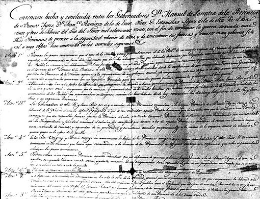 Agreement between Buenos Aires and Argentine provinces by Treaty of Pilar