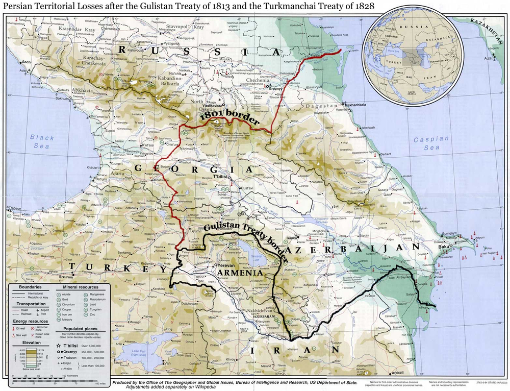 Eastern Armenia under Persian rule, Karabakh Armenians part of Russian Empire after Treaty of Gulistan.