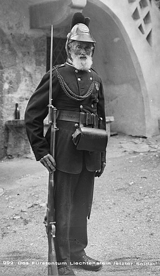Andreas Kieber, the final member of the Liechtenstein army veterans association, passed away in 1939