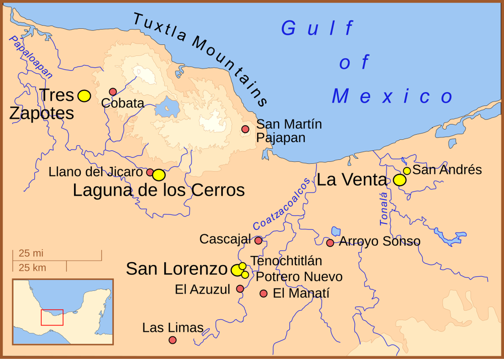 The Olmec Period which saw the rise of the Olmec culture's work in stone, first major cities appear.