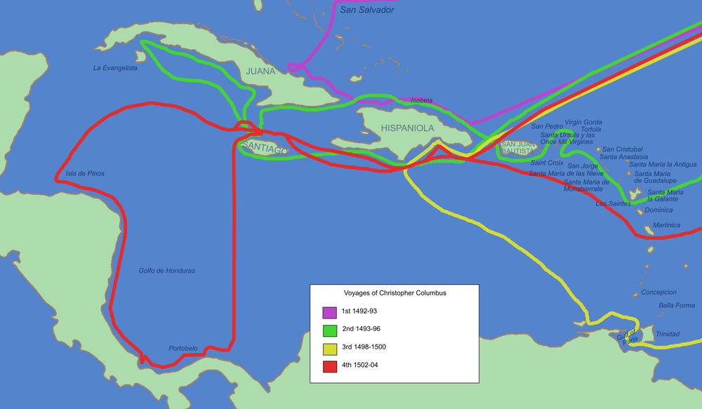 Discovery of Bay Islands by Christopher Columbus during the fourth voyage.