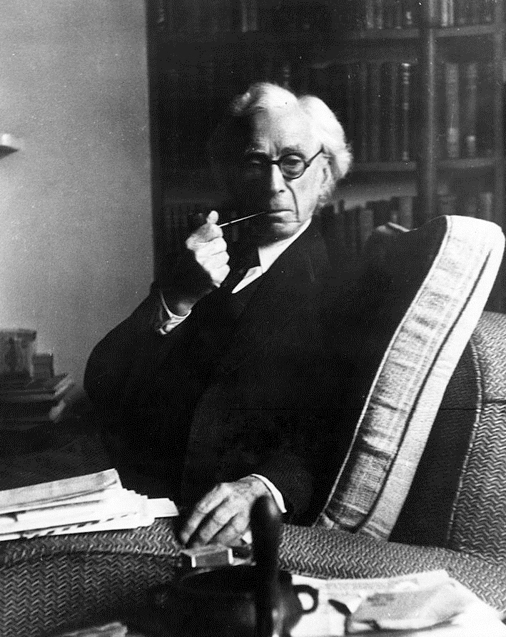 Bertrand Russell: Nobel Prize-winning writer and philosopher promoting freedom of thought and humanitarian ideals.