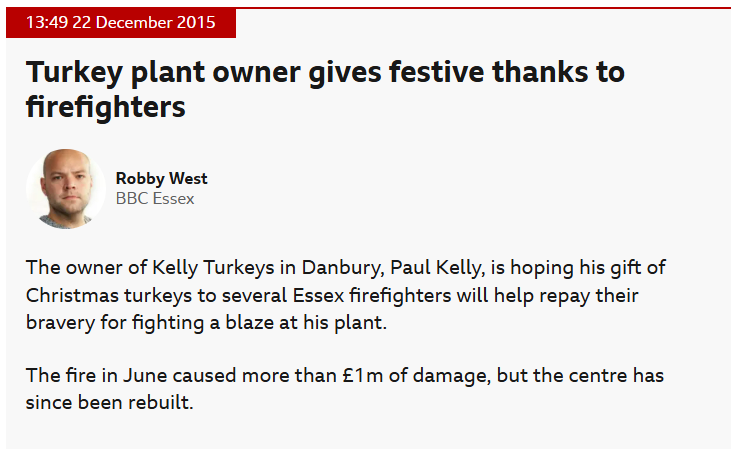 Fire at the Kelly Turkeys Processing Plant