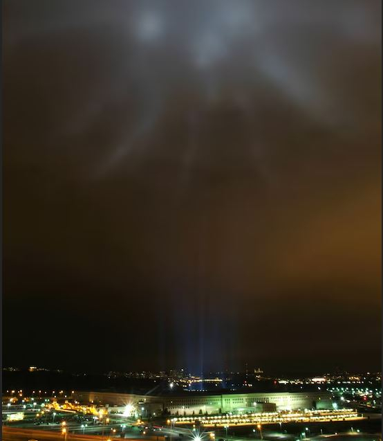 The Pentagon commemorates attack victims with 184 beams of light