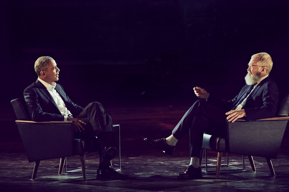 David Letterman Introduces Barack Obama as First Guest on New Show Premiere