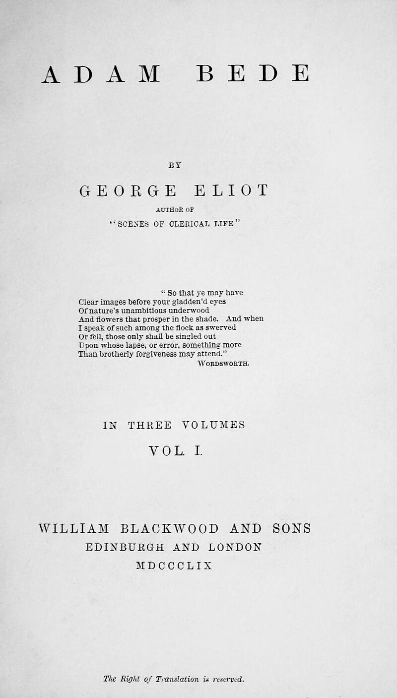 Publishing of Adam Bede