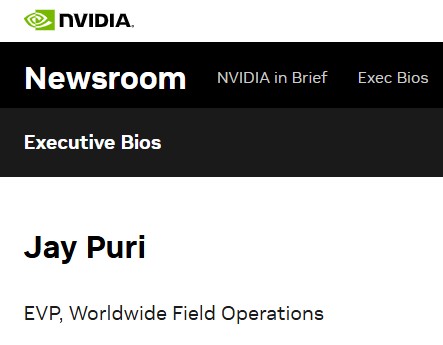 Jay Puri as EVP of Worldwide Field Operations at NVIDIA (2009–Present)