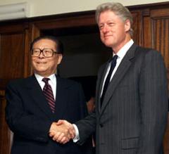President Jiang Zemin visits Washington DC after 12 years.