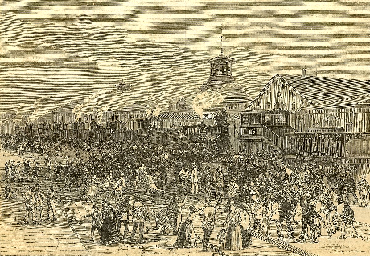 Moment image for One of the initial national strikes in response to wage reductions among workers.