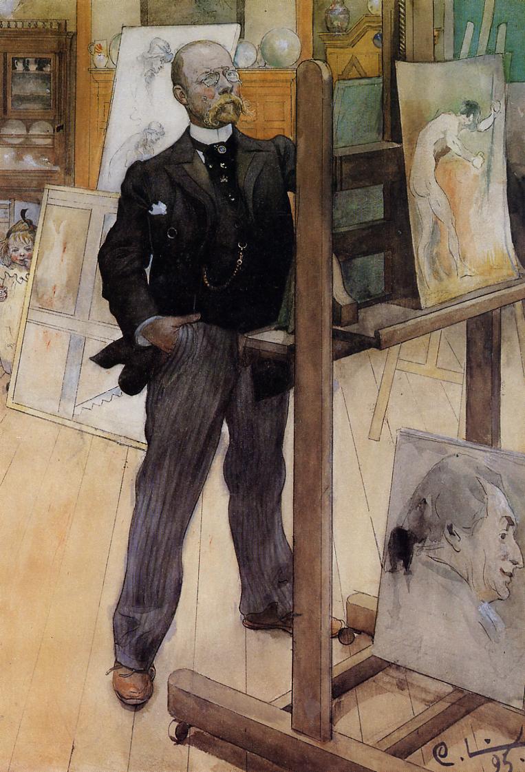 Moment image for Carl Larsson completes famous watercolor series depicting family life in Sundborn in iconic style.