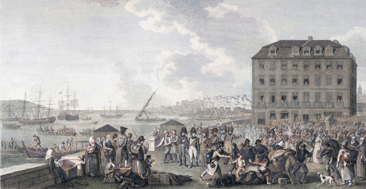 Moment image for French and British forces sign Sintra Convention leading to French evacuation from Portugal.