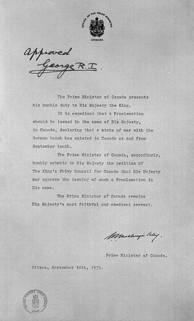 Moment image for Canada declares war on Germany