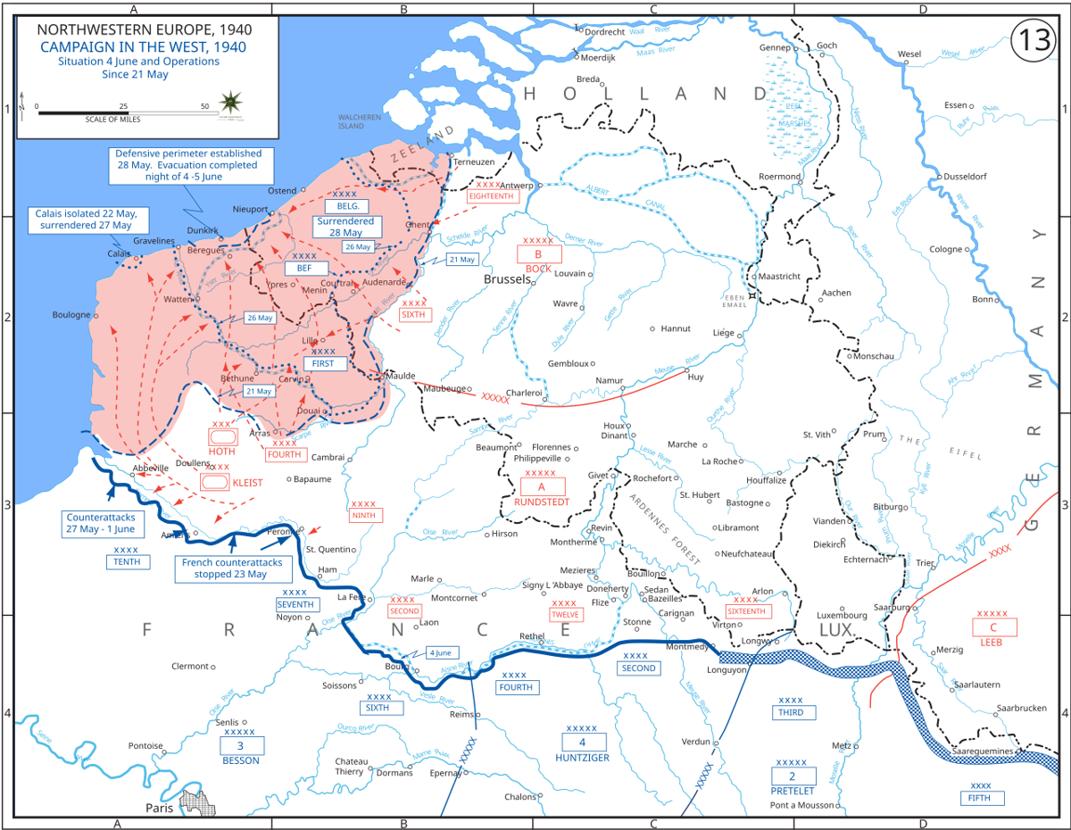Moment image for Allied forces retreat to Dunkirk