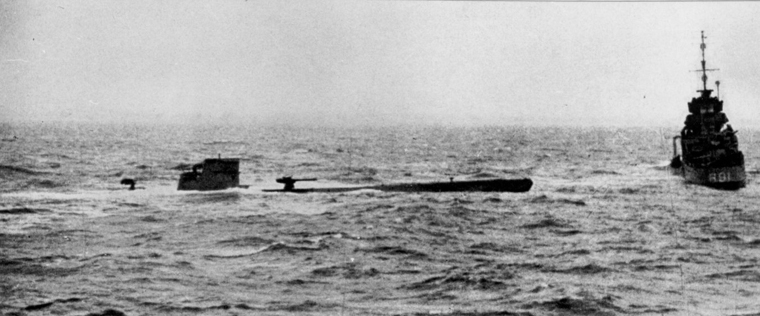 Moment image for U-boat U-110 captured by British navy