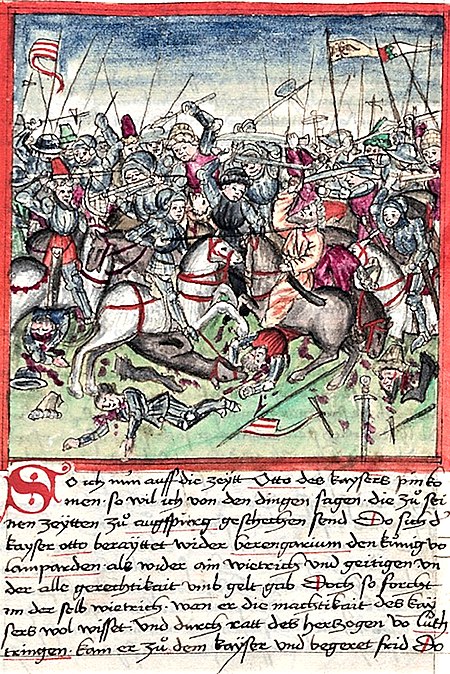Moment image for Battle of Lechfeld: Otto I, King of the Germans defeats the Hungarian, ending 50 years of Magyar invasion of Western Europe