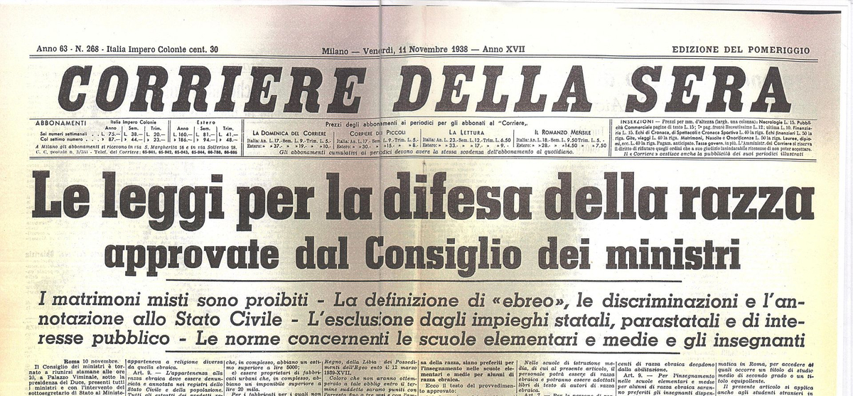 Moment image for Mussolini's fascist government enforces discriminatory Italian Racial Laws targeting Jews within the nation.