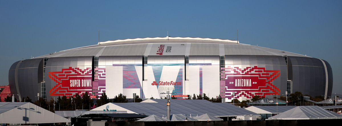 Moment image for Super Bowl LVII: Kansas City Chiefs defeated Philadelphia Eagles 38–35 at State Farm Stadium in Glendale, Arizona.