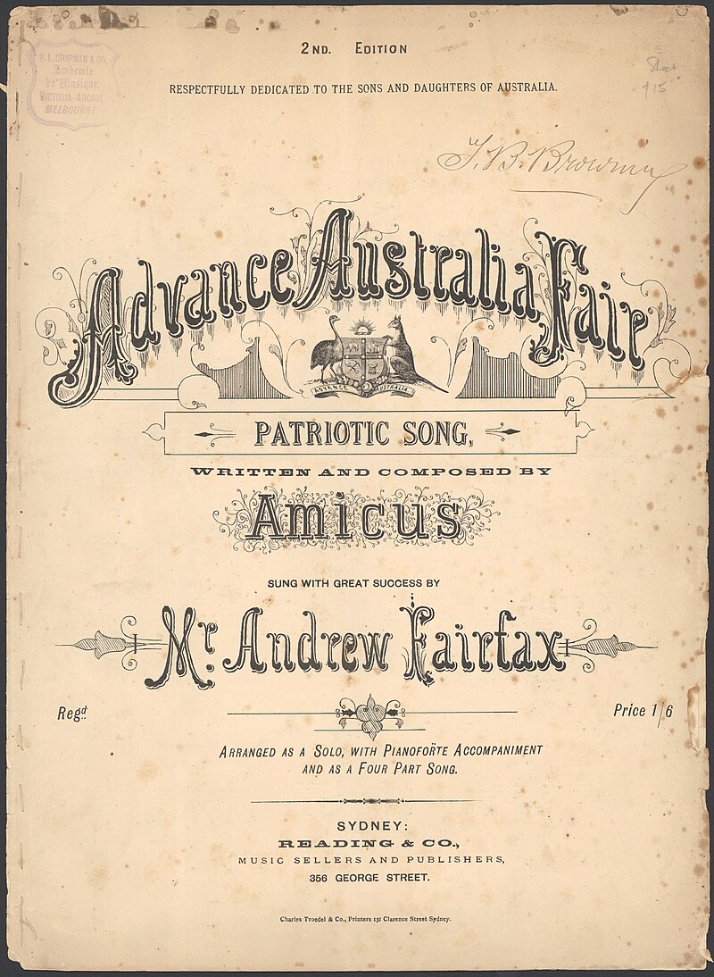Moment image for "Advance Australia Fair" is recognized as Australia's national song, but not as the national anthem.