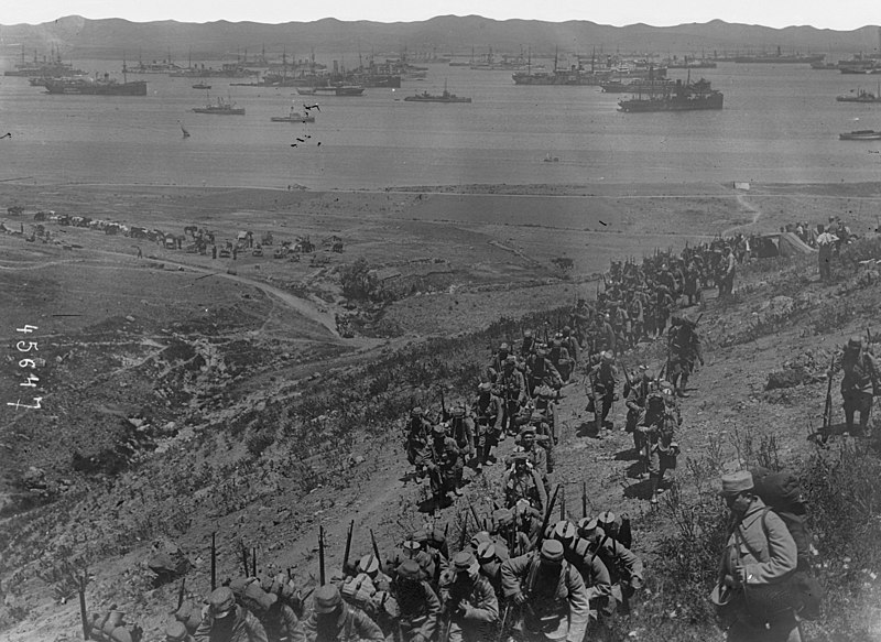 Moment image for Allied Shift to Land-Sea Campaign at Dardanelles: Gallipoli Invasion, strategic stalemate, significant casualties.