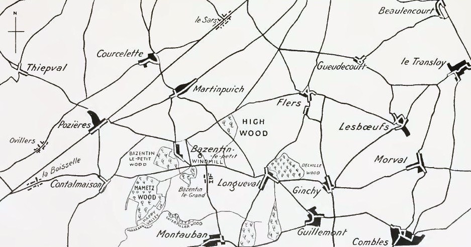 Moment image for British offensive at Bazentin Ridge: costly gains in WWI Somme campaign.
