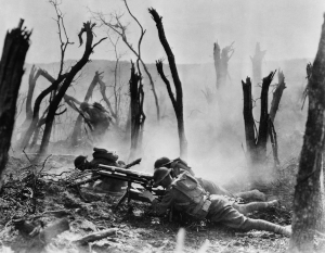 Moment image for Meuse-Argonne Offensive: Allied forces push towards German border, leading to pivotal World War I armistice.