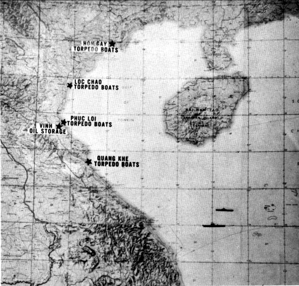 Moment image for US bombing of North Vietnam in retaliation to alleged Gulf of Tonkin attacks.