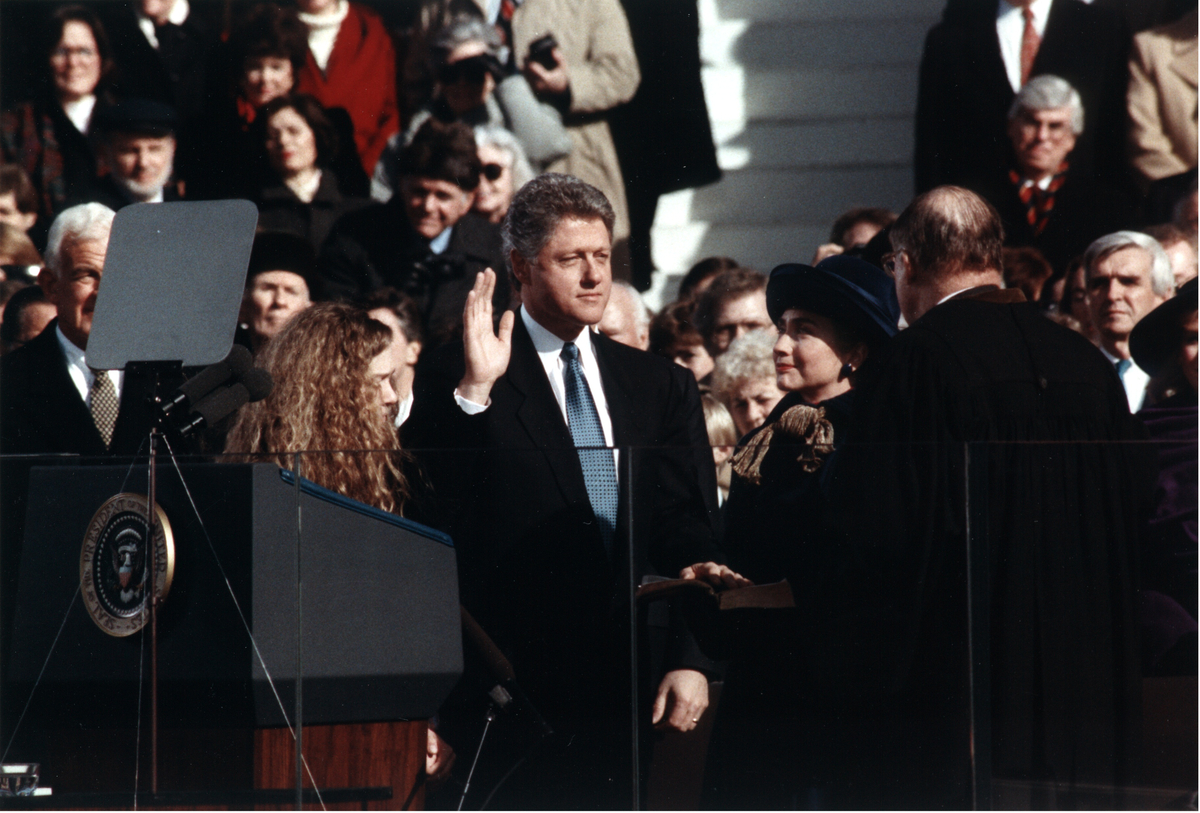 Moment image for Bill Clinton's presidency, achievements, controversies, and lasting impact on American politics and society.