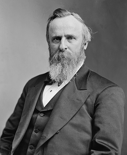 Moment image for Rutherford B. Hayes became the 19th U.S. President after a disputed election outcome.