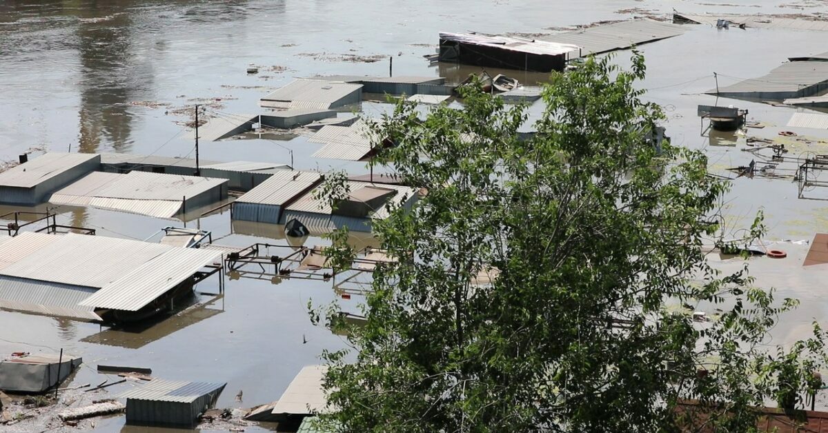 Moment image for Nova Kakhovka Dam destroyed, causing massive flooding