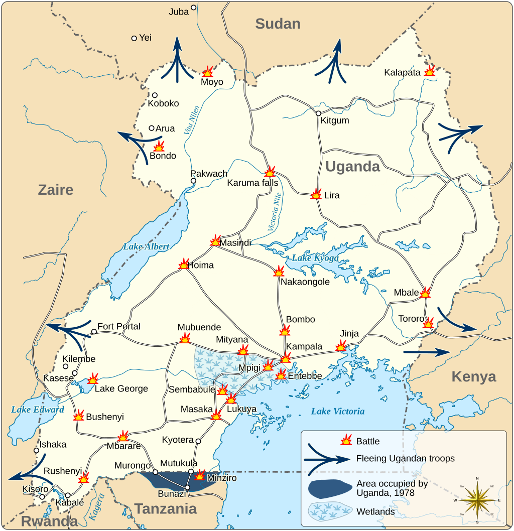 Moment image for Troops cross border between Tanzania and Uganda.