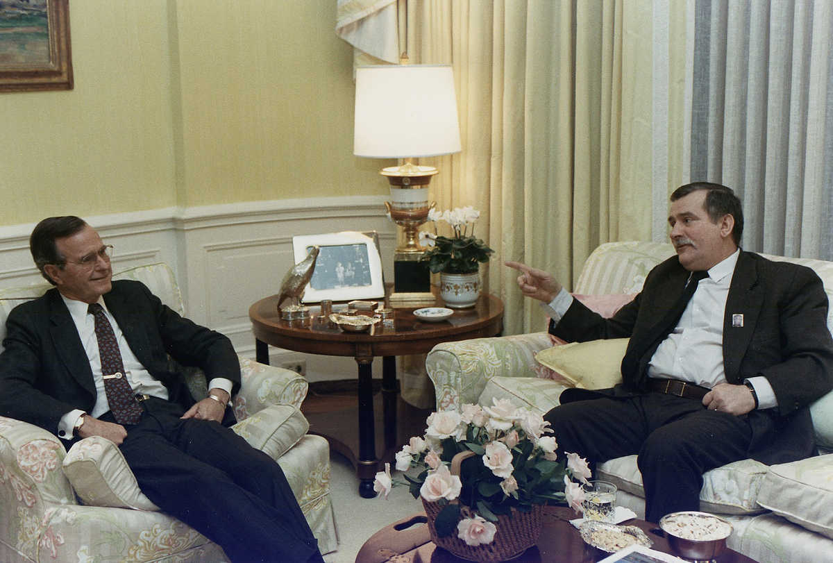 Moment image for Lech Walesa's presidency marks a historical moment in European politics and leadership transition.