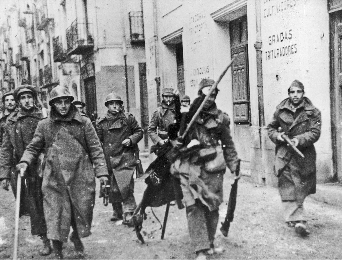 Moment image for Conflict between Republicans and Nationalists resulted in the Nationalists' victory and Francisco Franco's rise to power.
