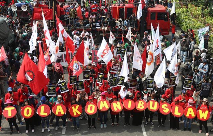 Moment image for Widespread Protests Sparked by Controversial Omnibus Law