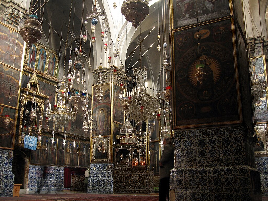 Moment image for Building of iconic Cathedral of Saint James in Jerusalem by Armenian architects showcases impressive craftsmanship.