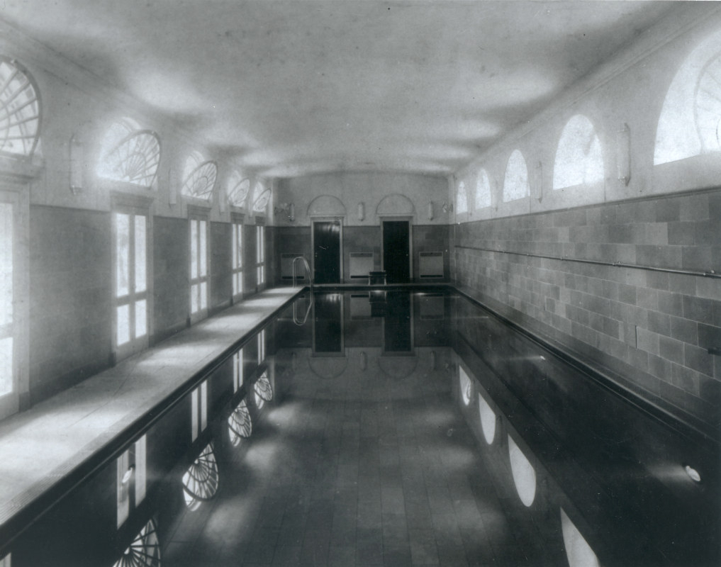 Moment image for Franklin Roosevelt Uses New Indoor Swimming Pool
