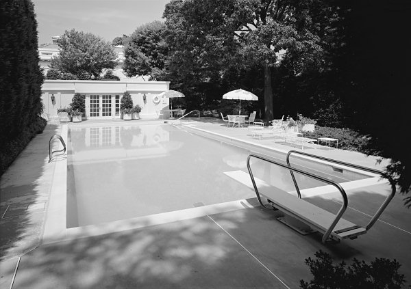 Moment image for Outdoor White House Swimming Pool Completed