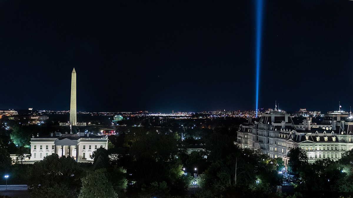 Moment image for Pentagon Illuminates Tower of Light to Mark 20th Anniversary of 9/11