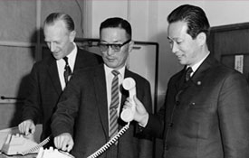 Moment image for Goldstar Co., Ltd. produces the first automatic telephone in Korea