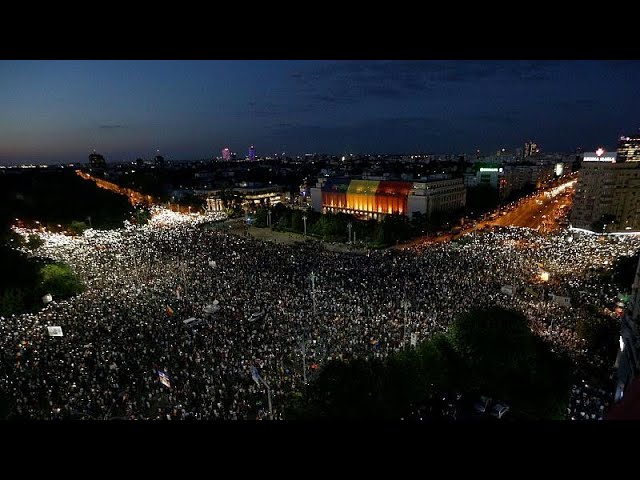 Moment image for Nationwide protests against government corruption and economic policies surge in Romania.