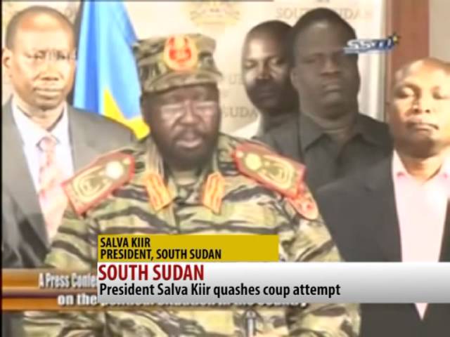 Moment image for President Salva Kiir publicly claimed that a coup attempt had been made by forces loyal to the former Vice President, Riek Machar.