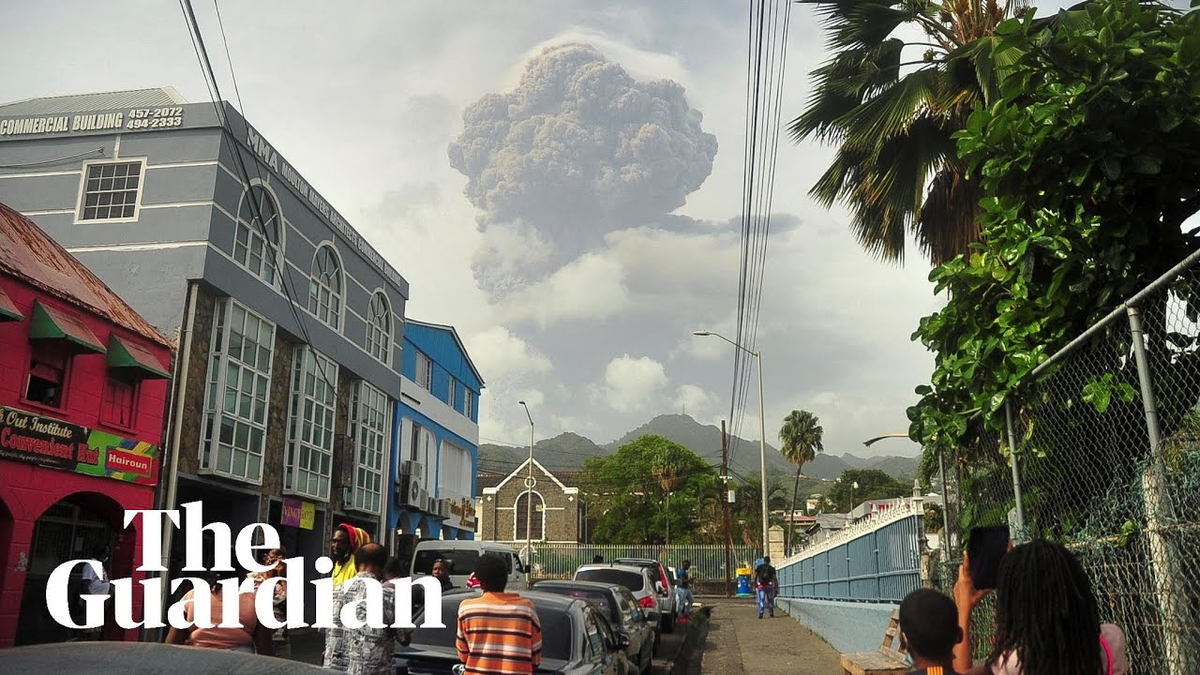 Moment image for La Soufrière eruption prompts massive evacuation and international assistance efforts in Saint Vincent.
