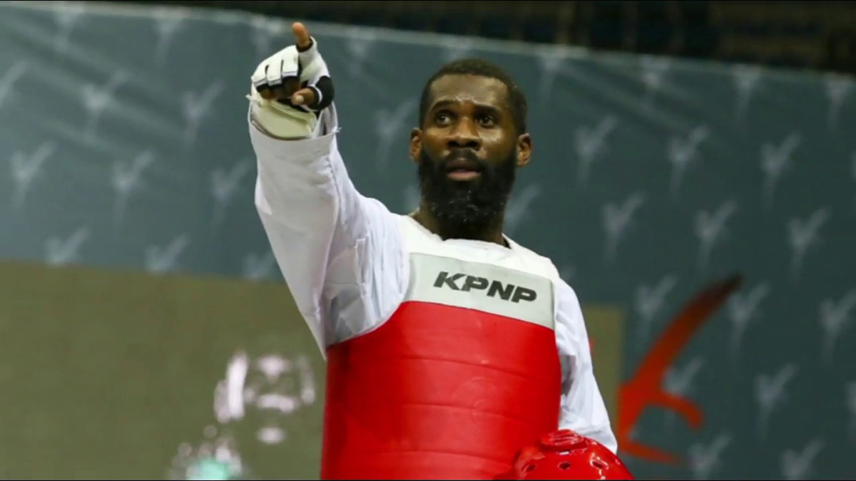 Moment image for Anthony Obame secured a silver medal in taekwondo at the 2012 London Olympics.