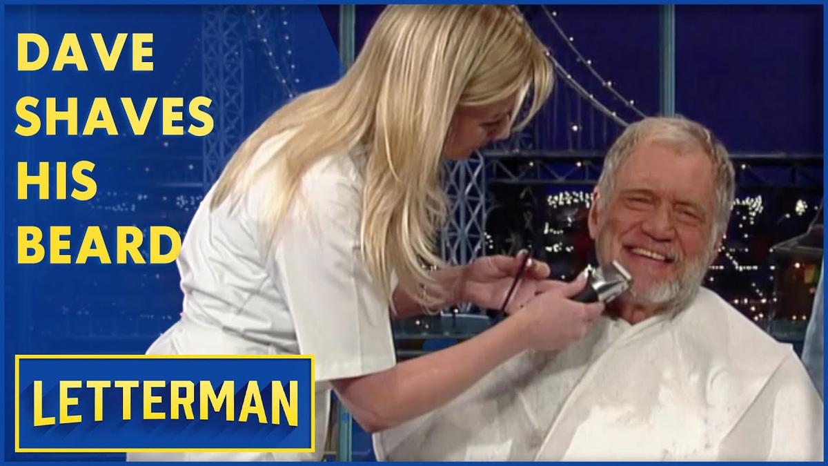 Moment image for David Letterman shaves beard on Late Show