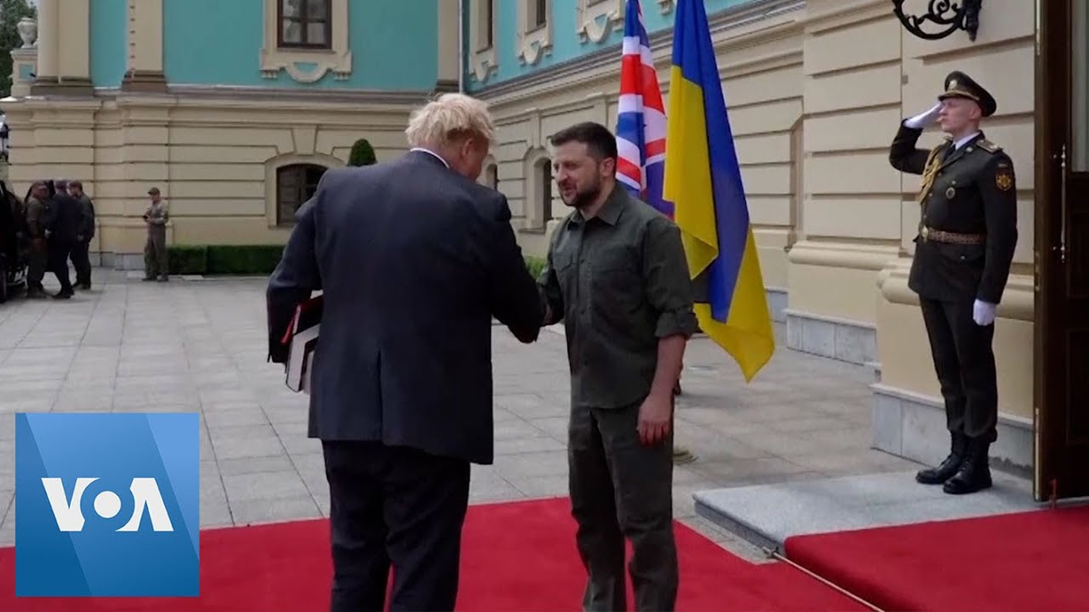 Moment image for Johnson meets President Zelenskyy in Kyiv